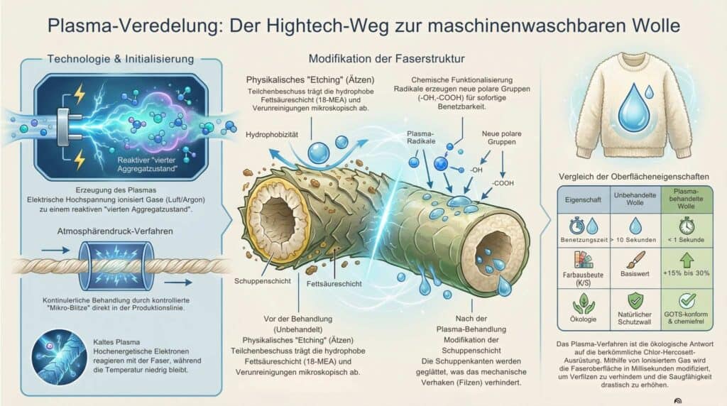 Superwash Wolle Plasmaverfahren